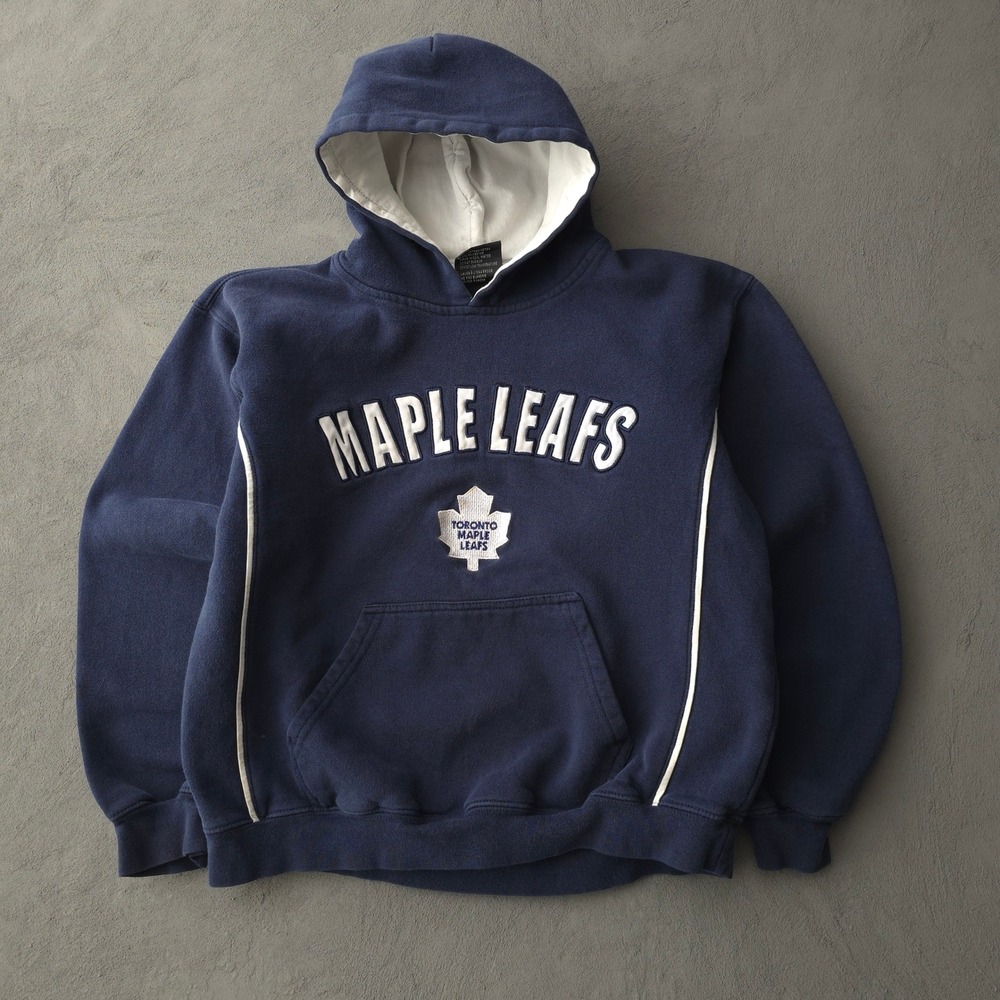 Vintage 2000s Bulletin Toronto Maple Leafs Navy Hoodie Youth Large NHL Hockey